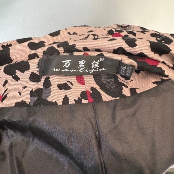 Unique WOMEN'S XL Animal Print Lavender Purple Zip Jacket Hooded Asian Cotton - Picture 4 of 16